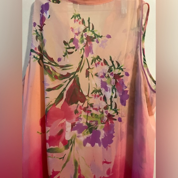 Susan Graver Floral Chiffon Sheer Sleeveless Button Front Top Size 22W - Picture 8 of 10